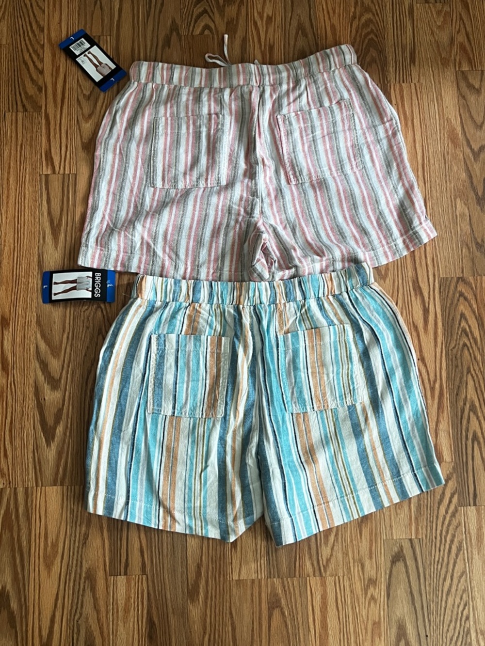 Briggs Multicolored Stripe Linen Blend Shorts Women's Size L – NWT – Lot of 2 - Picture 2 of 8
